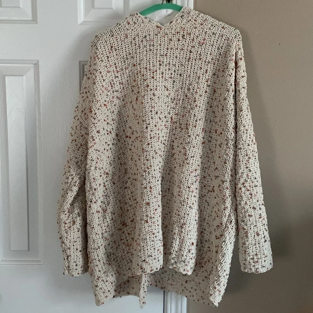 Moon & Madison Beige Speckled Knit Open Cardigan Sweater Size Small